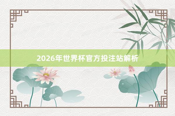 2026年世界杯官方投注站解析