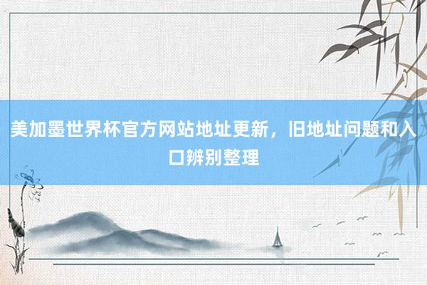 美加墨世界杯官方网站地址更新，旧地址问题和入口辨别整理