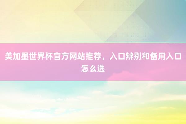 美加墨世界杯官方网站推荐，入口辨别和备用入口怎么选