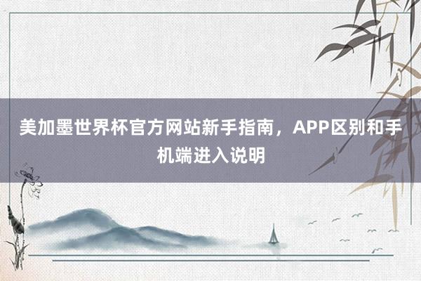 美加墨世界杯官方网站新手指南，APP区别和手机端进入说明
